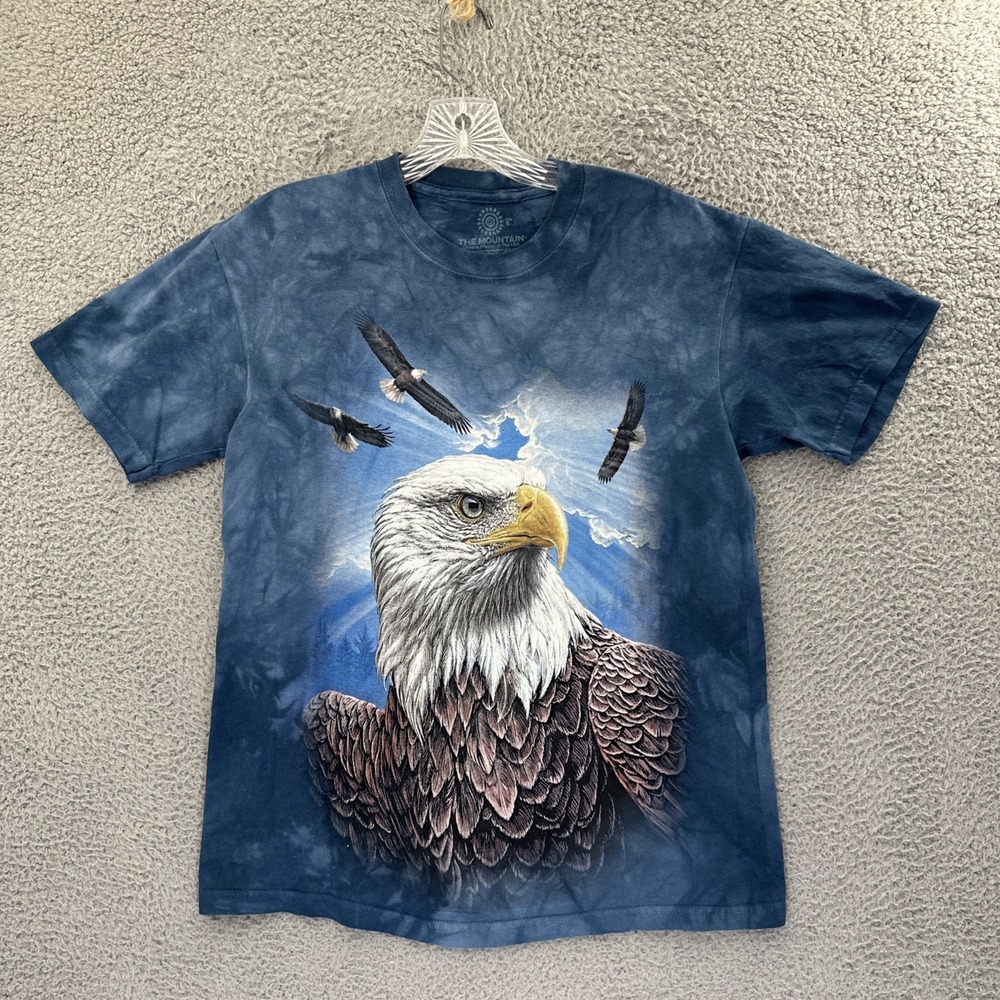 The Mountain Short Sleeve Bald‎ Eagle Blue Tie Dye Nature Wildlife Men's Small